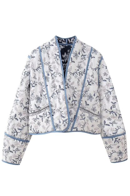 Stand Collar Reversible Quilted Cropped Jacket