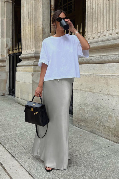 High Waist Tie Mermaid Maxi Skirt