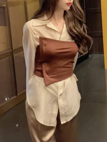 Corset Top & Plain Shirt