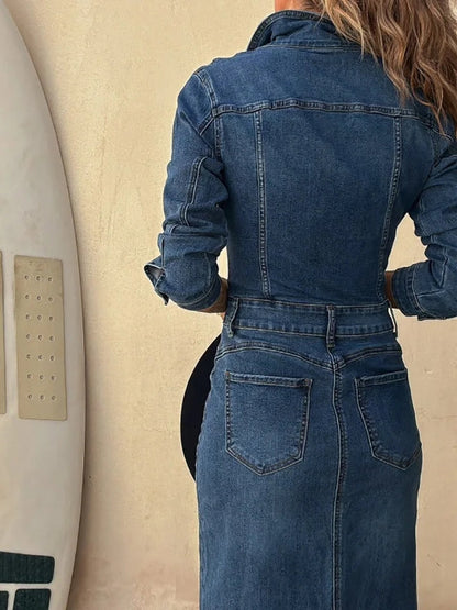 Denim Full Sleeves With  Pocket Dress