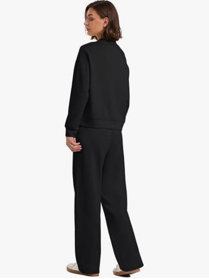 Sports Casual Suit Long-sleeved Pullover Sweatshirt Wide-leg Pants 2-piece Sets
