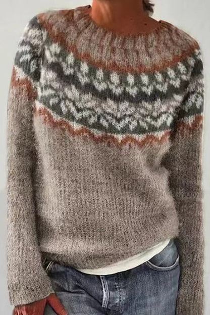 Round Neck Unique Pattern Casual Sweater(in 6 Patterns)