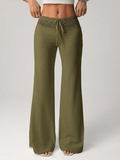 Lace-trimmed Casual Sexy Yoga Flared Pants