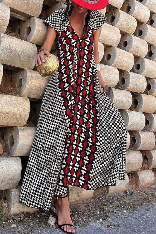 MARIN ROJO-NEGRO, VESTIDO LARGO