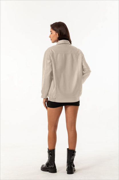 Oversized Lapel Leather Jacket