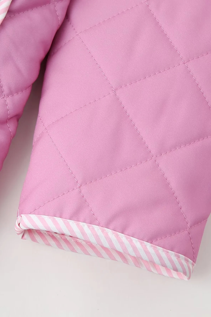Rose Print Bow Quilted Jacket