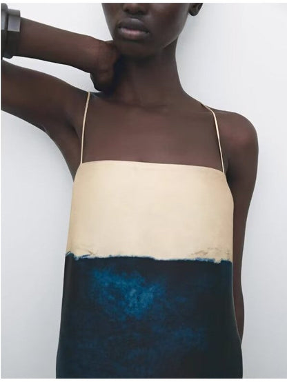 Retro Print Spaghetti Strap Maxi Dress