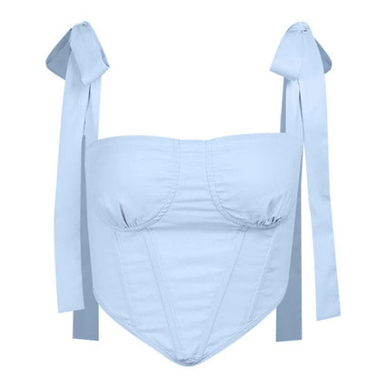 Self tie ribbed crop top