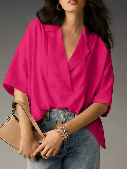 Short-sleeved Collared Casual Loose T-shirt