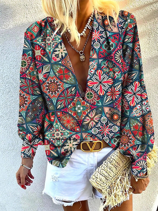 Geometric Red Shirt