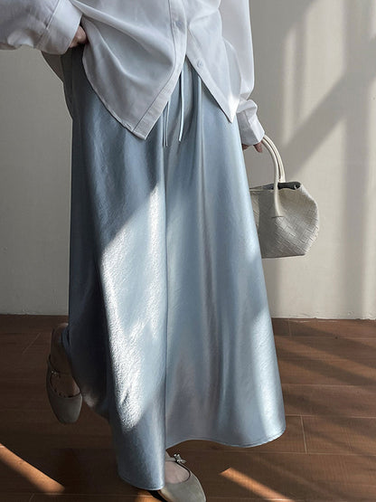 Mary Elegant Solid Color Satin Skirt