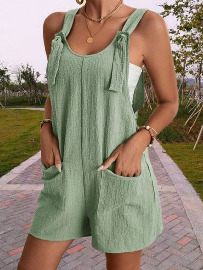 Pocket Loose-fit Blended Strap Jumpsuits&Bodysuits