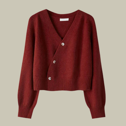 | Women’s Cross Button V Neck Merino Wool Sweater