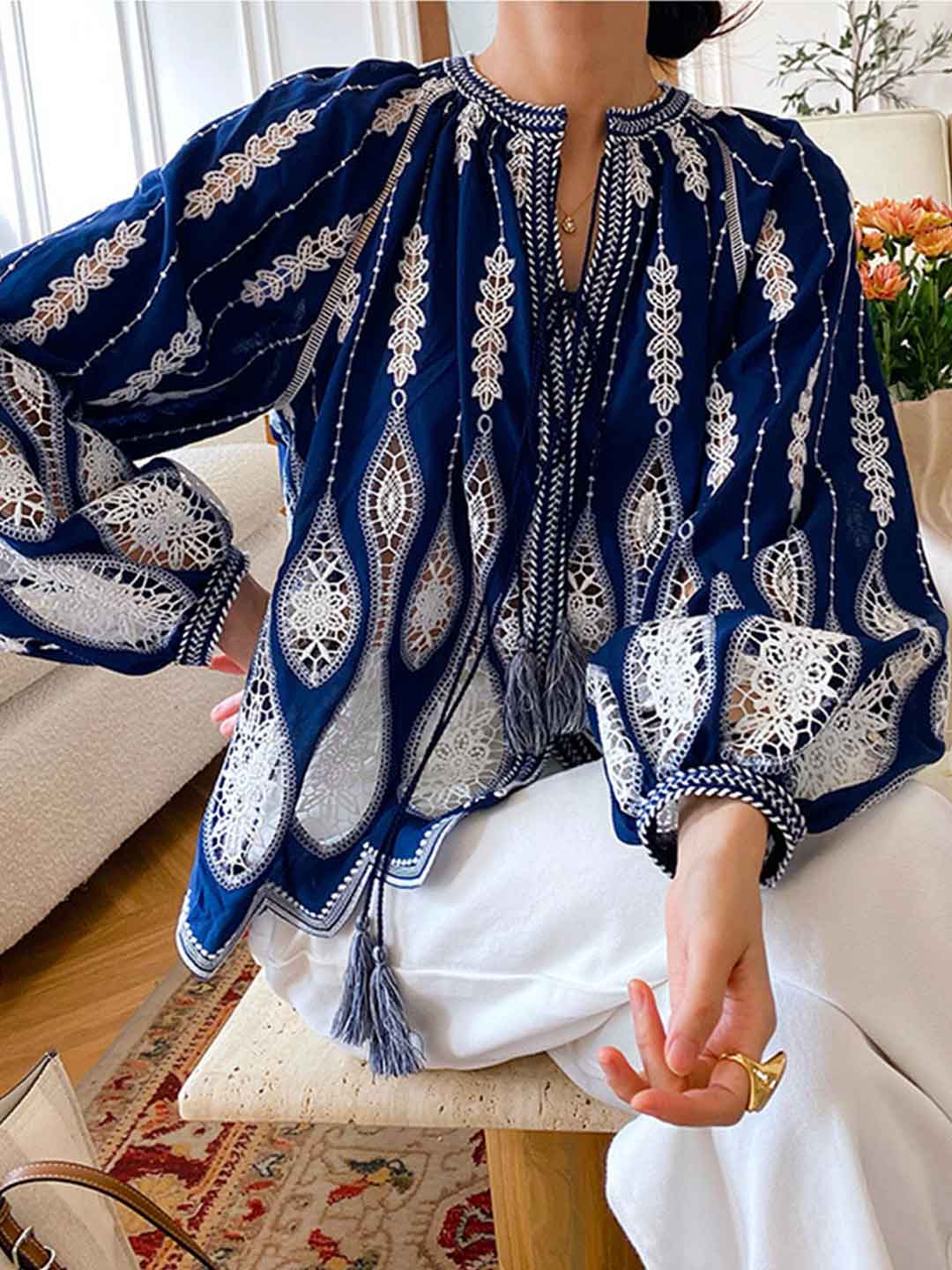 Brooke Classic Crew Neck Hollowed Top