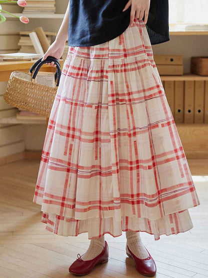Claire Plaid Double-Layered A-Line Skirt