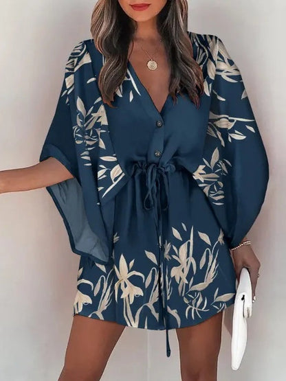 V-neck Tie For A Casual Vacation Look Mini&Short Dresses