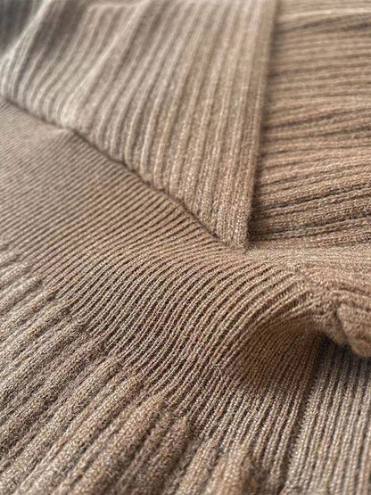 Grace Vintage V-neck Knitted Sweater Dress-Beige