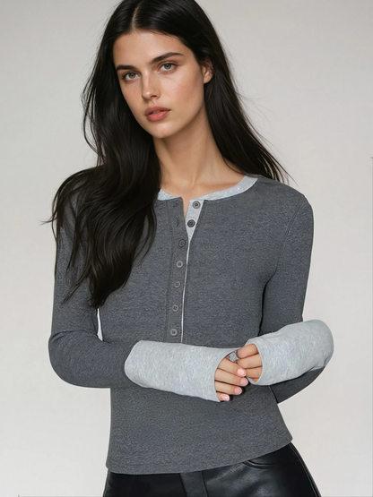 Modern Classic Contrast Cuff Henley