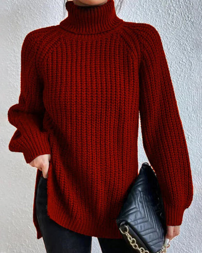 | Women's Winter Ribbed Turtleneck Sweater