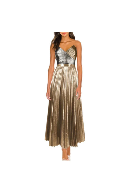 Cutout Gold Patchwork One-Piece Skirt Set