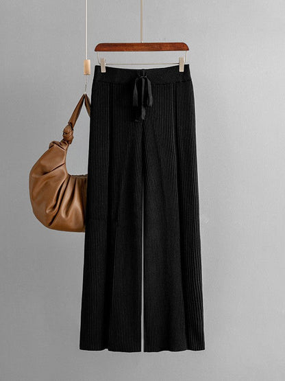 Wide Leg Knitted Stripe Pants