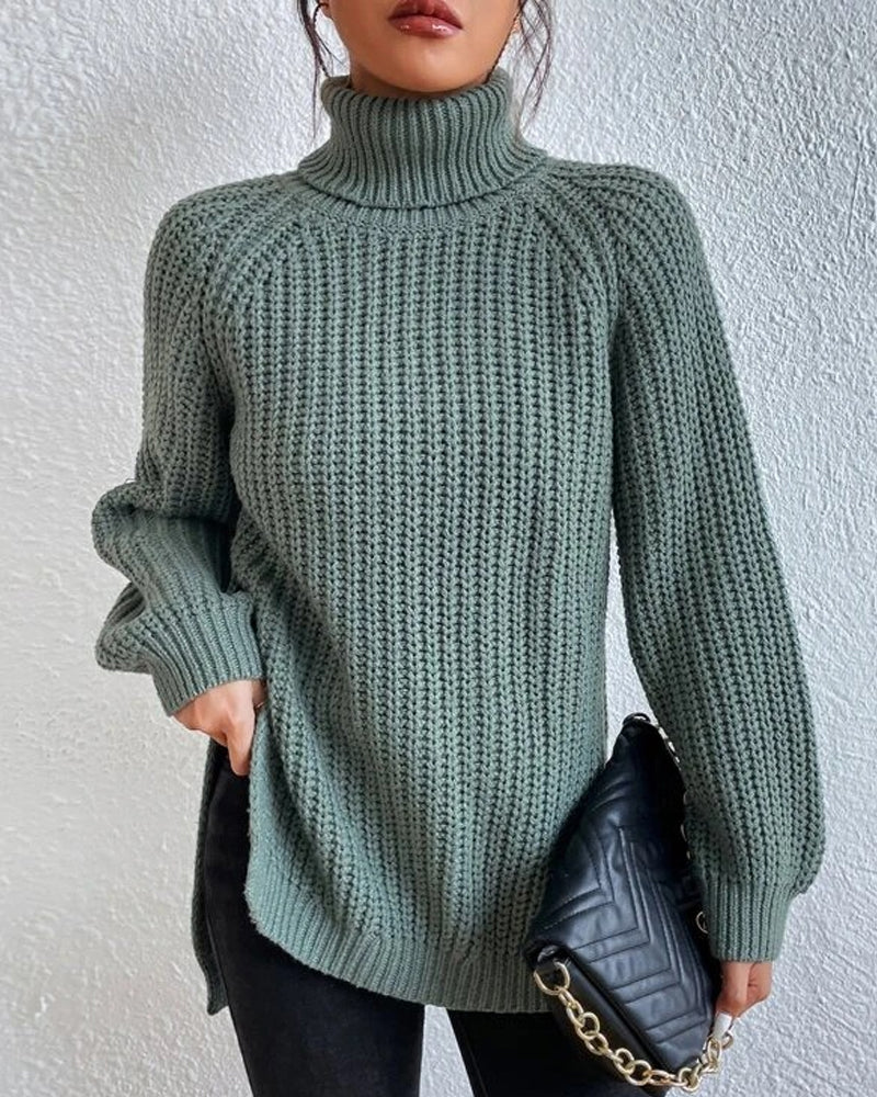 | Women's Winter Ribbed Turtleneck Sweater