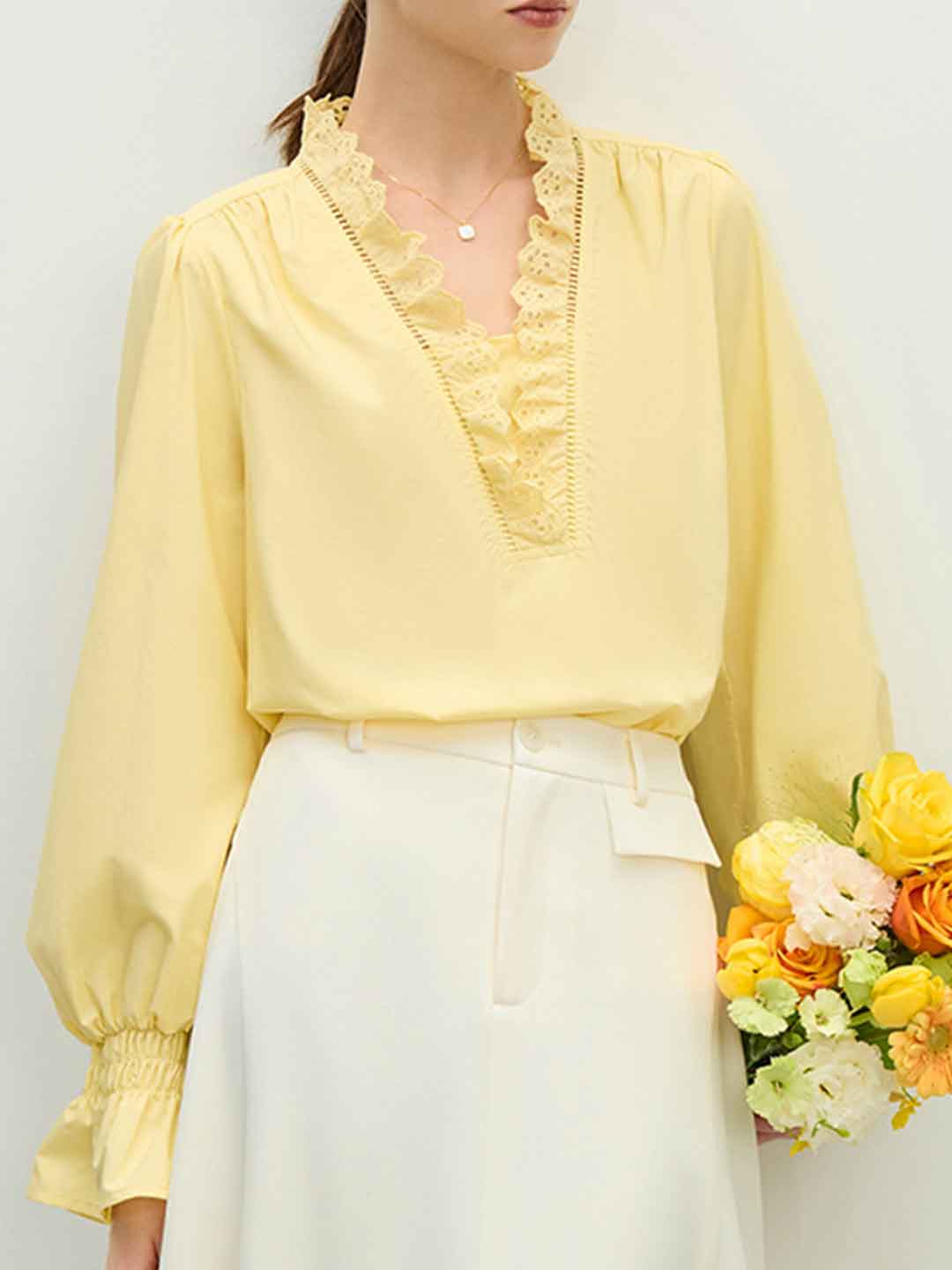 Lauren Loose V-Neck Flare Sleeve Shirt