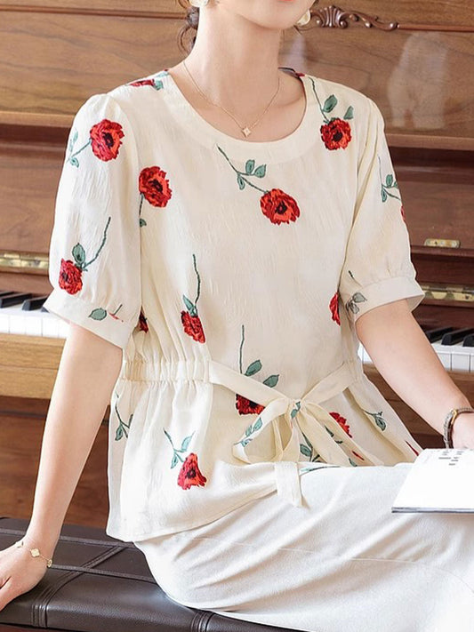 Aaliyah Loose Crew Neck Floral Top