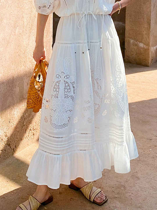 Bella Vacation A-Line Embroidered Skirt