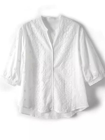 Alexa Embroidered Jacquard Lace Shirt