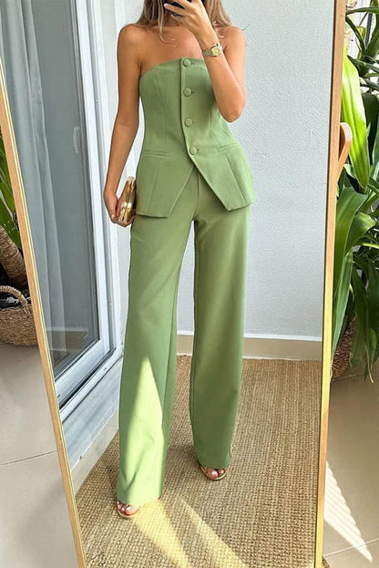 Commute Style Blazer Tube Top Set