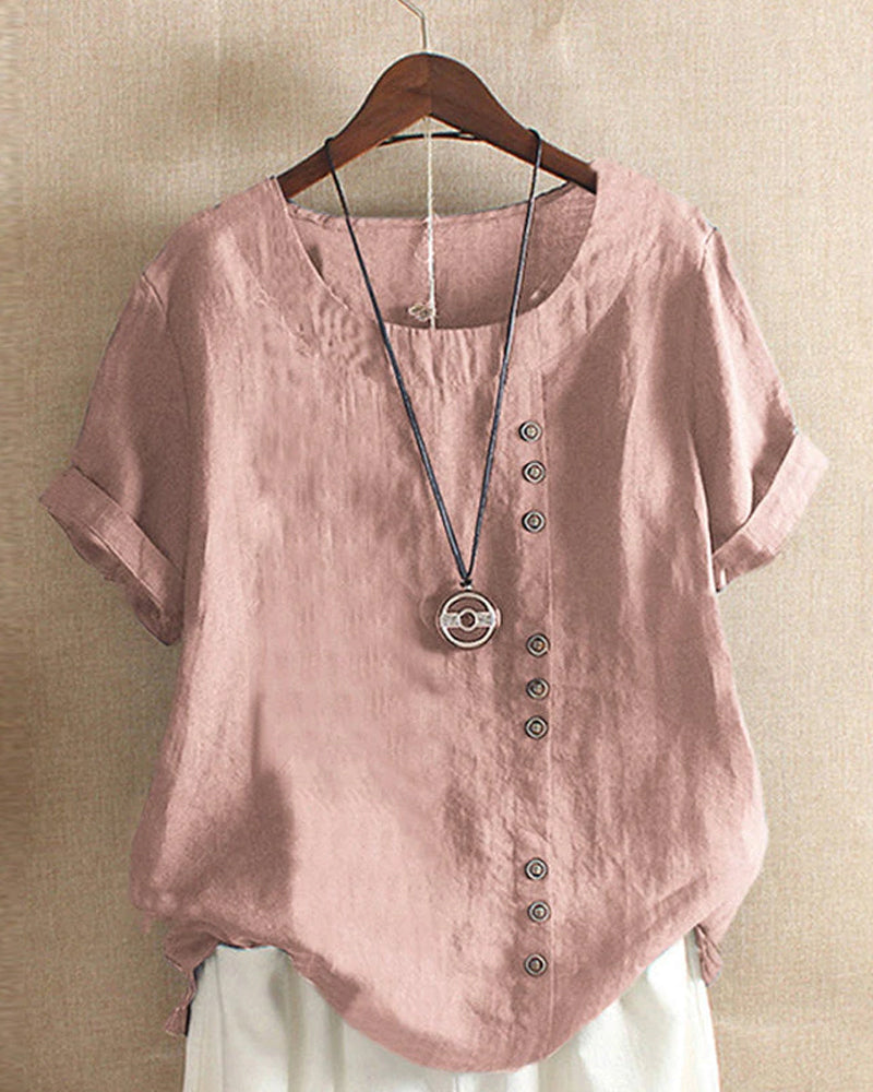 | Women’s Casual Blouse in Summer Fabric with Button Detail