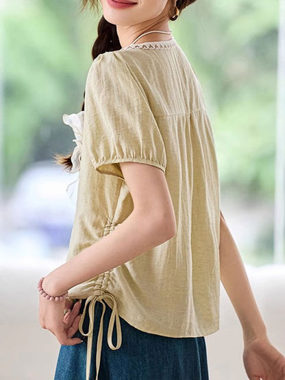 Camila Elegant V-Neck Solid Color Top