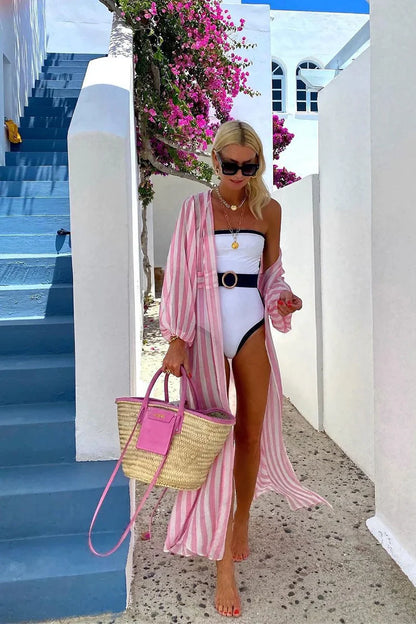 Black White Contrast Luxe Resort Swimsuit