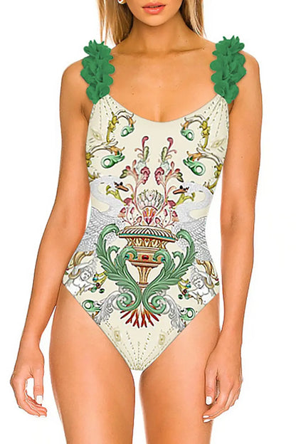 Appliqué Backless Sexy Swimsuit Set
