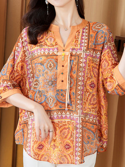 Ashley Casual V-Neck Printed Top