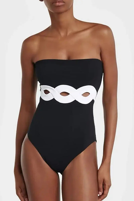 Colorblock One Piece Swimsuit Set