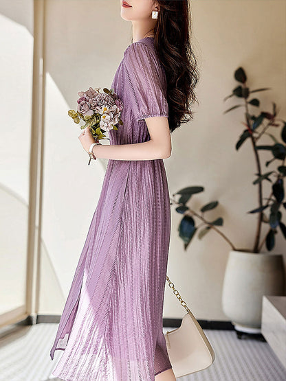 Abigail Elegant Textured Chiffon Dress
