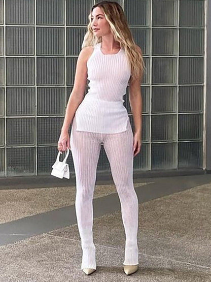 See Through Sleeveless Top & Pants Coord Set