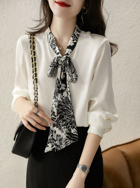 Camila Daily Printed Tie Chiffon Shirt
