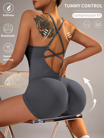 Backless Bandage Vest Yoga Sexy Hip Jumpsuits
