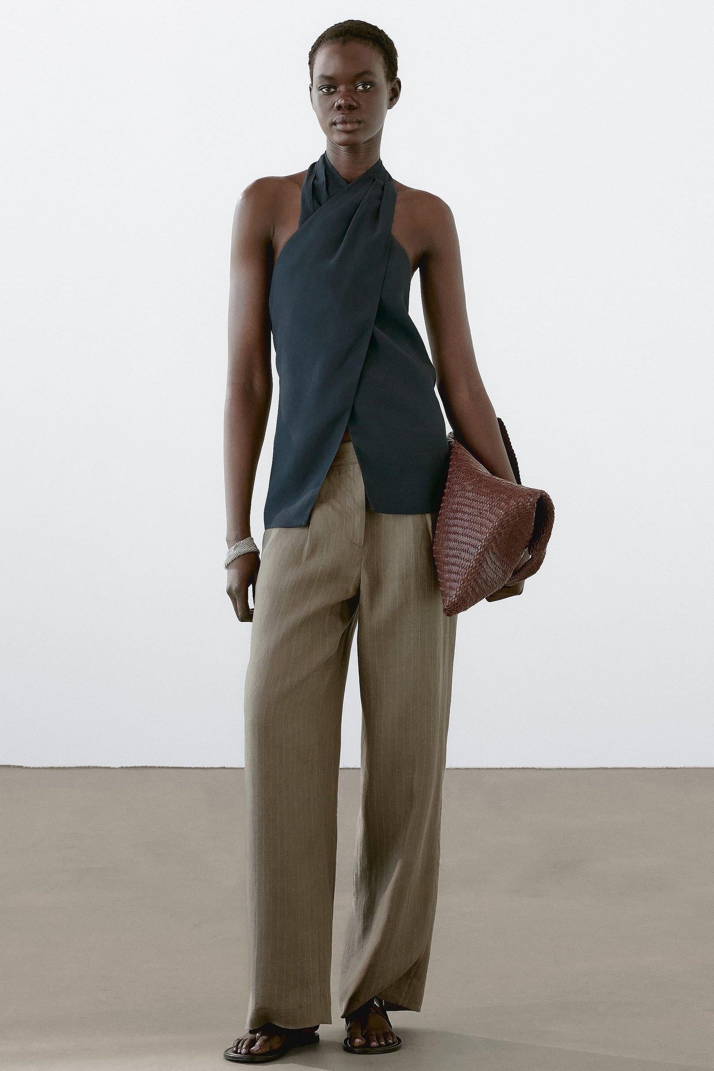 Halter Neck Back Neckline Top - Blue