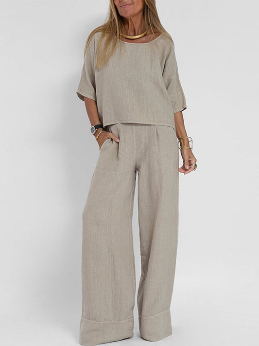 Pocket Loose Cotton Linen Sets