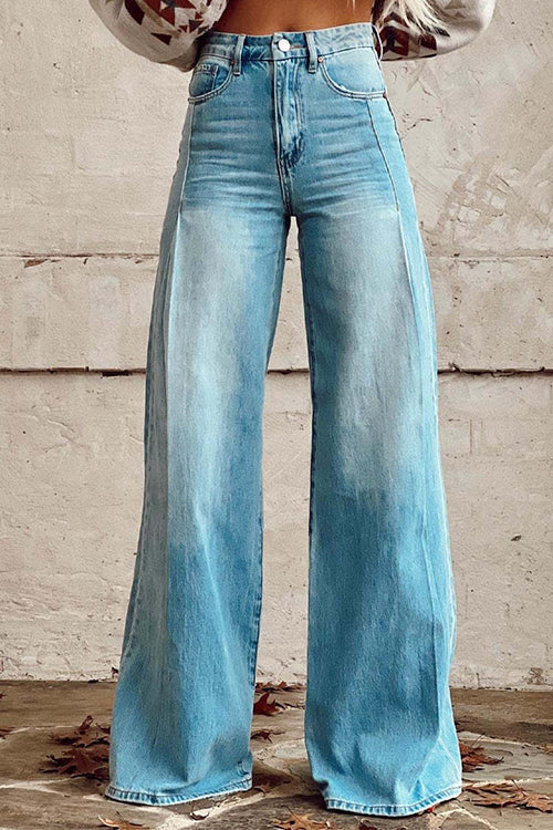 Distressed Wide Leg Fashion Denim Pants