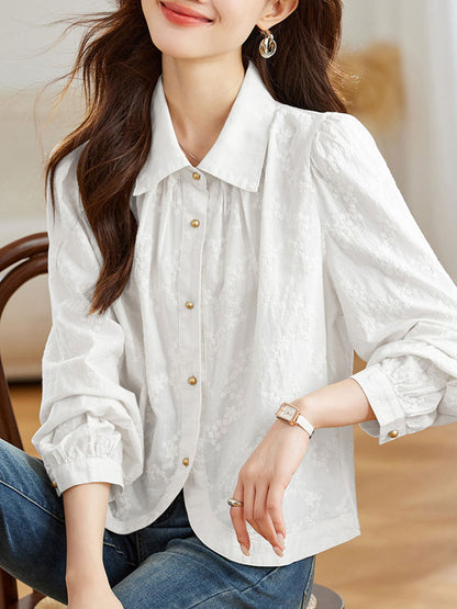 Ariana Retro Lapel Floral Embroidered Shirt