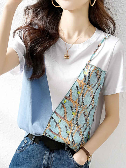 Alexa Loose Crew Neck Printed Top