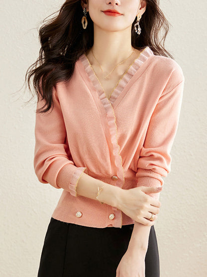 Alexis Retro V-neck Pullover Knitted Sweater