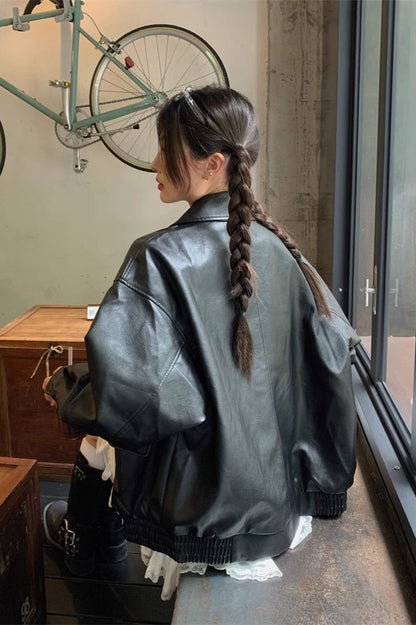 Short Length Oversized Moto Jacket