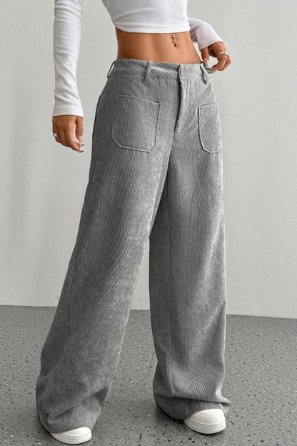 Pockets Wide Leg Knit Pants
