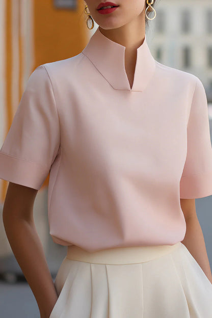 Stylish Stand-up Collar Short-sleeved Casual Chinese-style Shirt